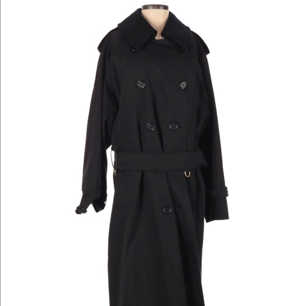 Vintage Burberry black nova check trench c…